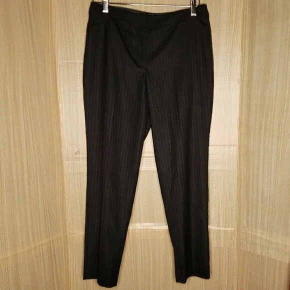 Talbots Petite Womens Heritage Grey Pinstripe Wool Blend Pants 6P - Picture 3 of 7